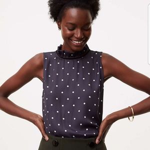 Loft Polka Dot Tie Neck Top - Never worn!